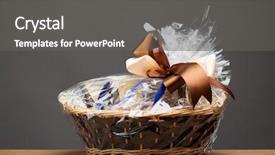  Presentation with hamper - Slide deck featuring gift in a basket grey background and a gray colored foreground