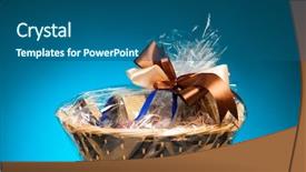  Presentation with hamper - Colorful PPT theme enhanced with gift in a basket backdrop and a ocean colored foreground