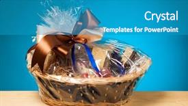  Presentation with hamper - PPT layouts featuring gift in a basket background and a teal colored foreground