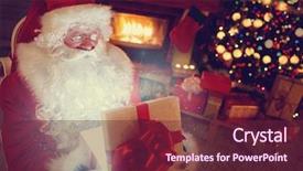  Presentation with christmas magic - Cool new PPT layouts with gift in home next christmas backdrop and a tawny brown colored foreground