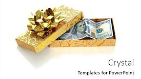  Presentation with text box - Slide deck enhanced with gift-of-money-a-gold background and a white colored foreground