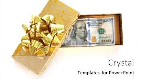  Presentation with text box - Colorful PPT theme enhanced with gift-of-money-a-gold backdrop and a white colored foreground
