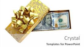  Presentation with text box - Beautiful presentation theme featuring gift-of-money-a-gold backdrop and a white colored foreground