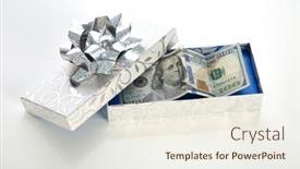  Presentation with text box - Presentation enhanced with gift-of-money-a-silver background and a sky blue colored foreground