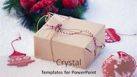  Presentation with decoration - Audience pleasing theme consisting of gift-on-snow-decoration backdrop and a coral colored foreground