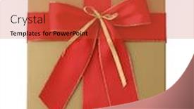  Presentation with red gold white - Audience pleasing PPT theme consisting of gift package in gold with a red ribbon isolated on white backdrop and a red colored foreground