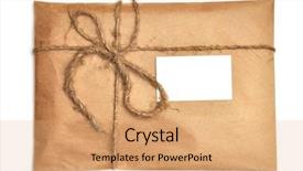  Presentation with shipping - PPT theme featuring gift packages - brown shipping parcel tied background and a coral colored foreground