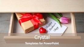  Presentation with greeting card - PPT layouts having gift pink tulip and greeting background and a coral colored foreground