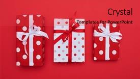  Presentation with analysis risk top view - Colorful slide deck enhanced with gift presents arranged in line backdrop and a red colored foreground