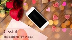  Presentation with red roses rose garden - Cool new PPT theme with gift red roses and heart backdrop and a lemonade colored foreground