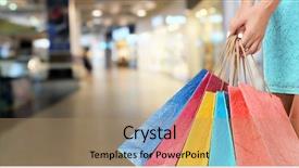  Presentation with shopping - Cool new slides with gift shop - female hand with shopping paper backdrop and a  colored foreground