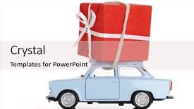  Presentation with gift - Presentation having gift snow - car with christmas present background and a lemonade colored foreground