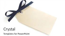  Presentation with navy blue - Amazing PPT layouts having gift tag tied with blue backdrop and a white colored foreground