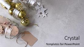  Presentation with space-stars - PPT theme consisting of gift tags wood stars background and a light gray colored foreground