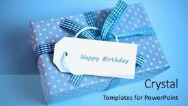  Presentation with happy birthday card - PPT theme consisting of gift with a happy birthday background and a light blue colored foreground