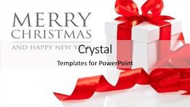  Presentation with gift ribbon - Beautiful theme featuring gift with ribbon and bow isolated on the white background easy to remove the text backdrop and a sky blue colored foreground