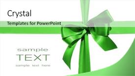  Presentation with holiday - Audience pleasing theme consisting of gift wrap - big green holiday bow backdrop and a white colored foreground