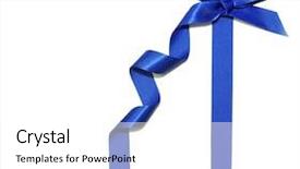  Presentation with gift ribbon - Colorful PPT layouts enhanced with gift wrap - blue ribbon and bow backdrop and a white colored foreground