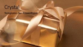  Presentation with christmas gift wrap - Audience pleasing PPT theme consisting of gift wrap - christmas present backdrop and a coral colored foreground