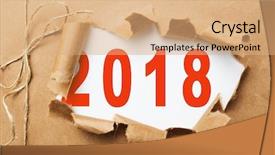  Presentation with 2018 - Colorful PPT layouts enhanced with gift wrap - new year concept -the upcoming backdrop and a coral colored foreground