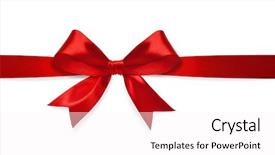  Presentation with red bow - Presentation having gift wrap - red satin bow isolated background and a pink colored foreground
