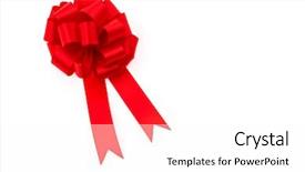  Presentation with shiny - Slides featuring gift wrap - shiny red ribbon on white background and a white colored foreground