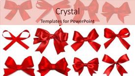  Presentation with gift ribbon - Amazing theme having gift wrap - shiny red satin ribbon backdrop and a coral colored foreground