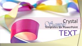  Presentation with satin - Slide deck featuring gift wrap - shiny satin rainbow ribbon background and a coral colored foreground