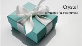  Presentation with gift ribbon - Beautiful PPT theme featuring gift wrap - small turquoise box tied backdrop and a white colored foreground