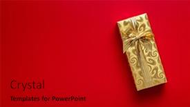  Presentation with red gold - Slides with gift-wrapped-in-gold-foil background and a black colored foreground