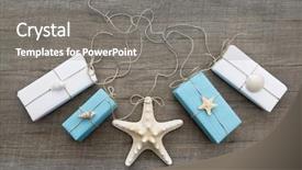  Presentation with shells - Slide deck enhanced with gift wrapping - presents decorated with shells background and a gray colored foreground