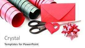  Presentation with gift - Slide deck with gift-wrapping-materials-on-white background and a white colored foreground