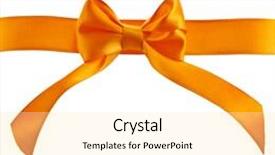  Presentation with gift ribbon - PPT layouts consisting of gift yellow ribbon bow isolated on white background and a blonde colored foreground