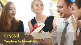  Presentation with happy birthday - Slide deck featuring giftbox and looking at birthday background and a tawny brown colored foreground