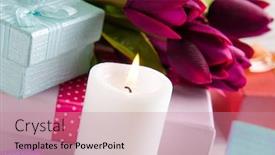  Presentation with valentine - Presentation design with giftbox arranged on the table in saint valentine holiday con background and a coral colored foreground