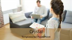  Presentation with birthday card - Audience pleasing slides consisting of giftbox for her dad backdrop and a coral colored foreground