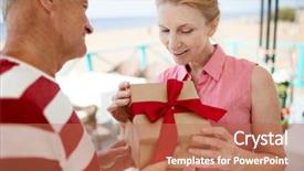  Presentation with happy birthday - Audience pleasing slide deck consisting of giftbox given by her husband backdrop and a coral colored foreground