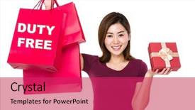  Presentation with duty free shopping - PPT theme having giftbox showing duty free background and a red colored foreground