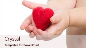  Presentation with heart hands - Beautiful theme featuring baby gifts - child's hands with a red backdrop and a lemonade colored foreground