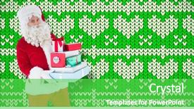  Presentation with vector - Colorful PPT theme enhanced with gifts against knitting christmas vector backdrop and a seafoam green colored foreground