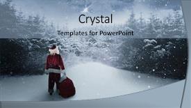  Presentation with gifts - PPT theme consisting of gifts against snow scene background and a light blue colored foreground