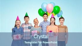  Presentation with blue balloons - Cool new PPT layouts with gifts and balloons on birthday backdrop and a ocean colored foreground