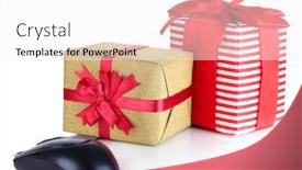  Presentation with gifts - Amazing theme having employee anniversary work office - gifts and computer mouse isolated backdrop and a white colored foreground