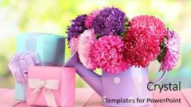  Presentation with nature riverfront development 3d - Audience pleasing PPT theme consisting of gifts and flowers in watering backdrop and a lemonade colored foreground