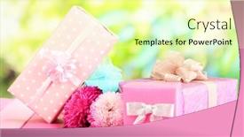  Presentation with gifts - Cool new PPT theme with gifts and flowers on nature background backdrop and a blonde colored foreground
