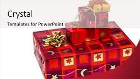  Presentation with religious advent - Audience pleasing slide deck consisting of religious advent - several parcels of gifts backdrop and a  colored foreground