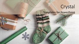  Presentation with socks - Slide deck with gifts for christmas on light background and a soft green colored foreground