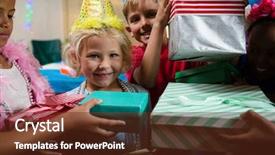  Presentation with birthday party - Slides enhanced with gifts from friends during birthday background and a  colored foreground