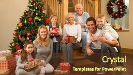  Presentation with family tree reunion - Amazing PPT layouts having gifts in front of christmas backdrop and a tawny brown colored foreground