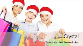  Presentation with christmas kids - Presentation theme with gifts kids carrying colorful shopping background and a  colored foreground